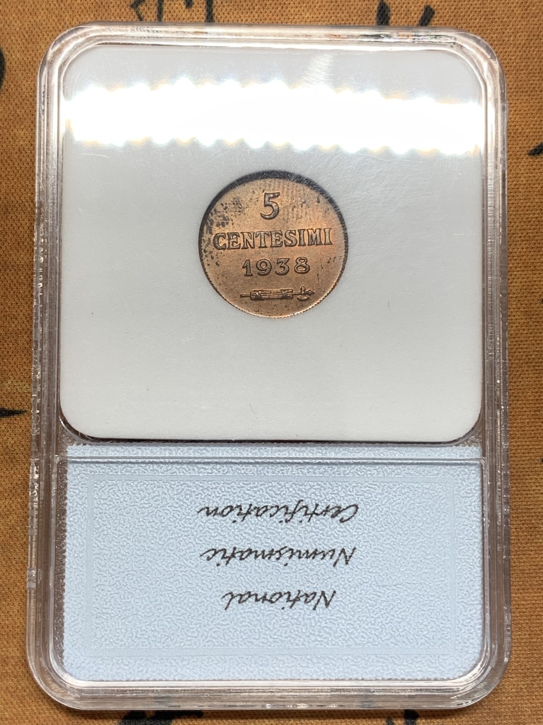 《竞宝斋》第108场-周日，周一 ，周四3场连拍（全场包邮） NNC-MS66RB，圣马力诺，1938年，5分 铜币