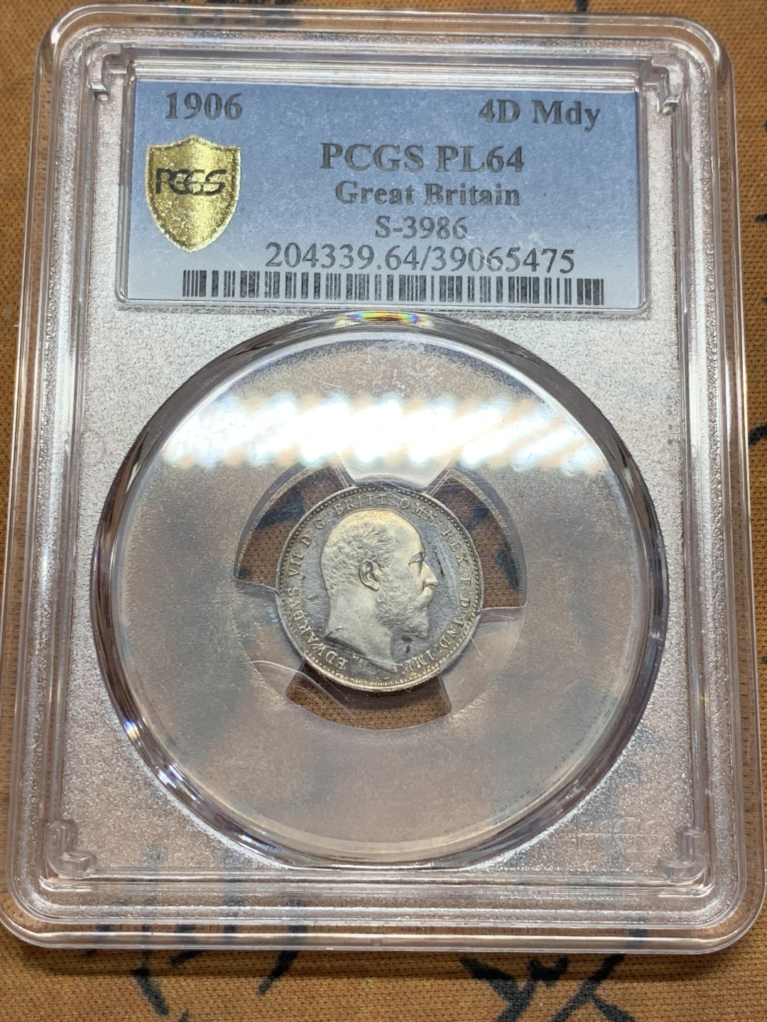 《竞宝斋》第108场-周日，周一 ，周四3场连拍（全场包邮） PCGS PL64 英国 1906年 爱德华七世濯足节4便士 银币