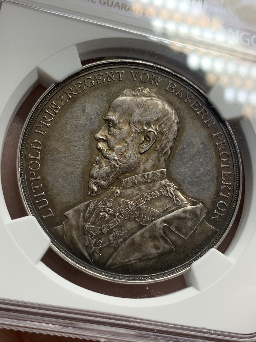 《竞宝斋》第108场-周日，周一 ，周四3场连拍（全场包邮） NGC-MS61 德国1893年拜仁柳特波德 皇家射击场银章 严重压分