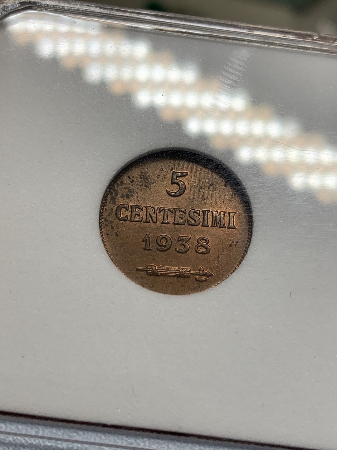 《竞宝斋》第108场-周日，周一 ，周四3场连拍（全场包邮） NNC-MS66RB，圣马力诺，1938年，5分 铜币