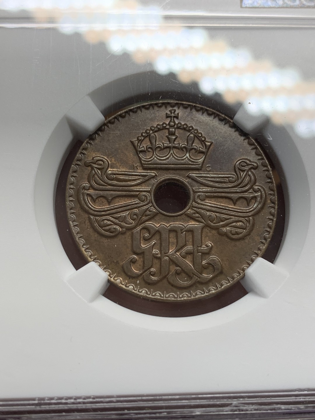 《竞宝斋》第108场-周日，周一 ，周四3场连拍（全场包邮） NGC MS63BN 1938 英属新几内亚1便士 铜币 巧克力包浆