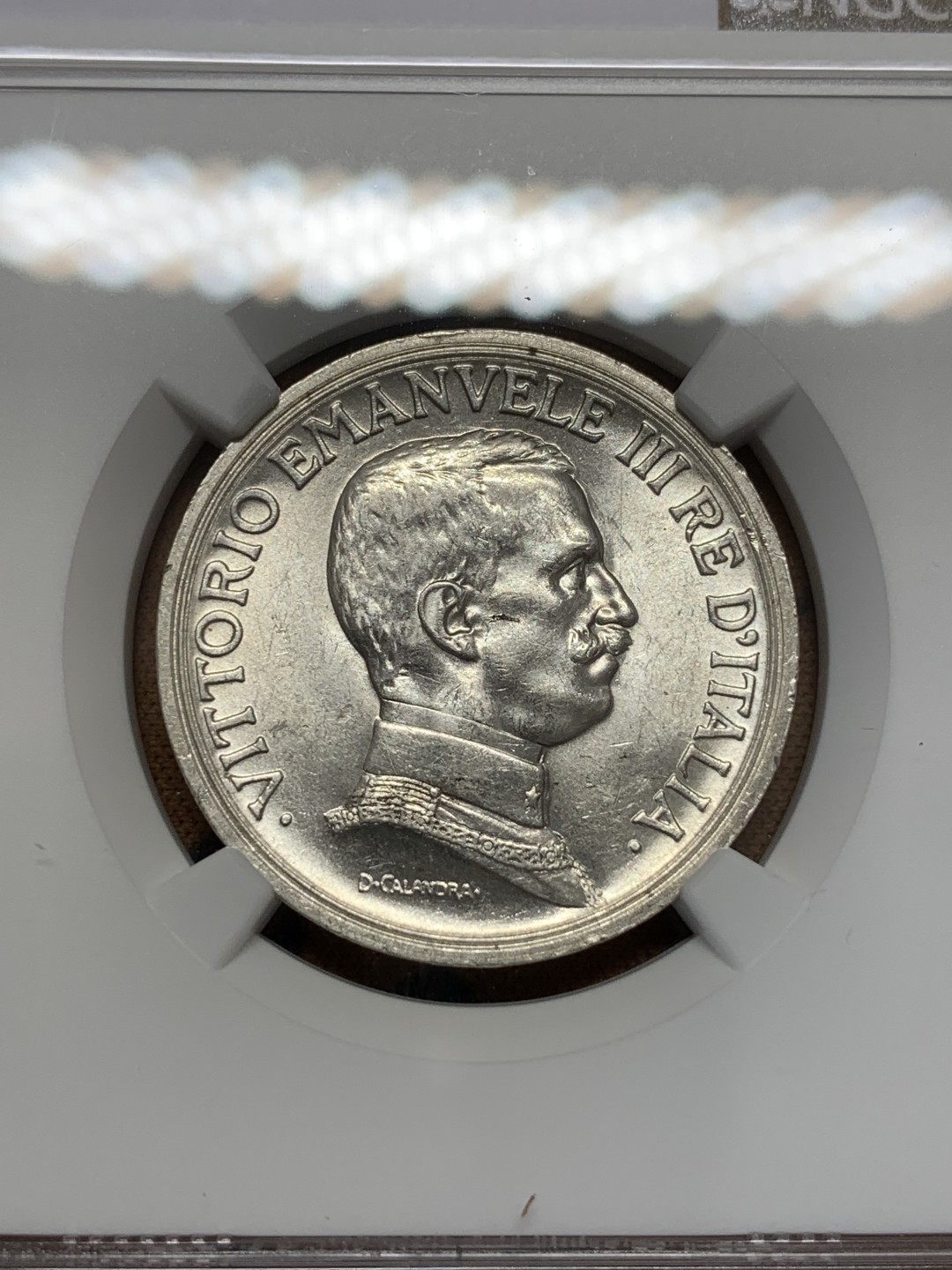 《竞宝斋》第108场-周日，周一 ，周四3场连拍（全场包邮） NGC MS61 1914R 意大利2里拉马车银币 状态好于分数不少