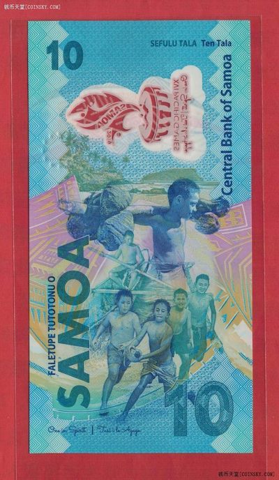萨摩亚10塔拉 2019年 千位小号 塑料纪念钞 大洋洲币 实物图 UNC - 萨摩亚10塔拉 2019年 千位小号 塑料纪念钞 大洋洲币 实物图 UNC