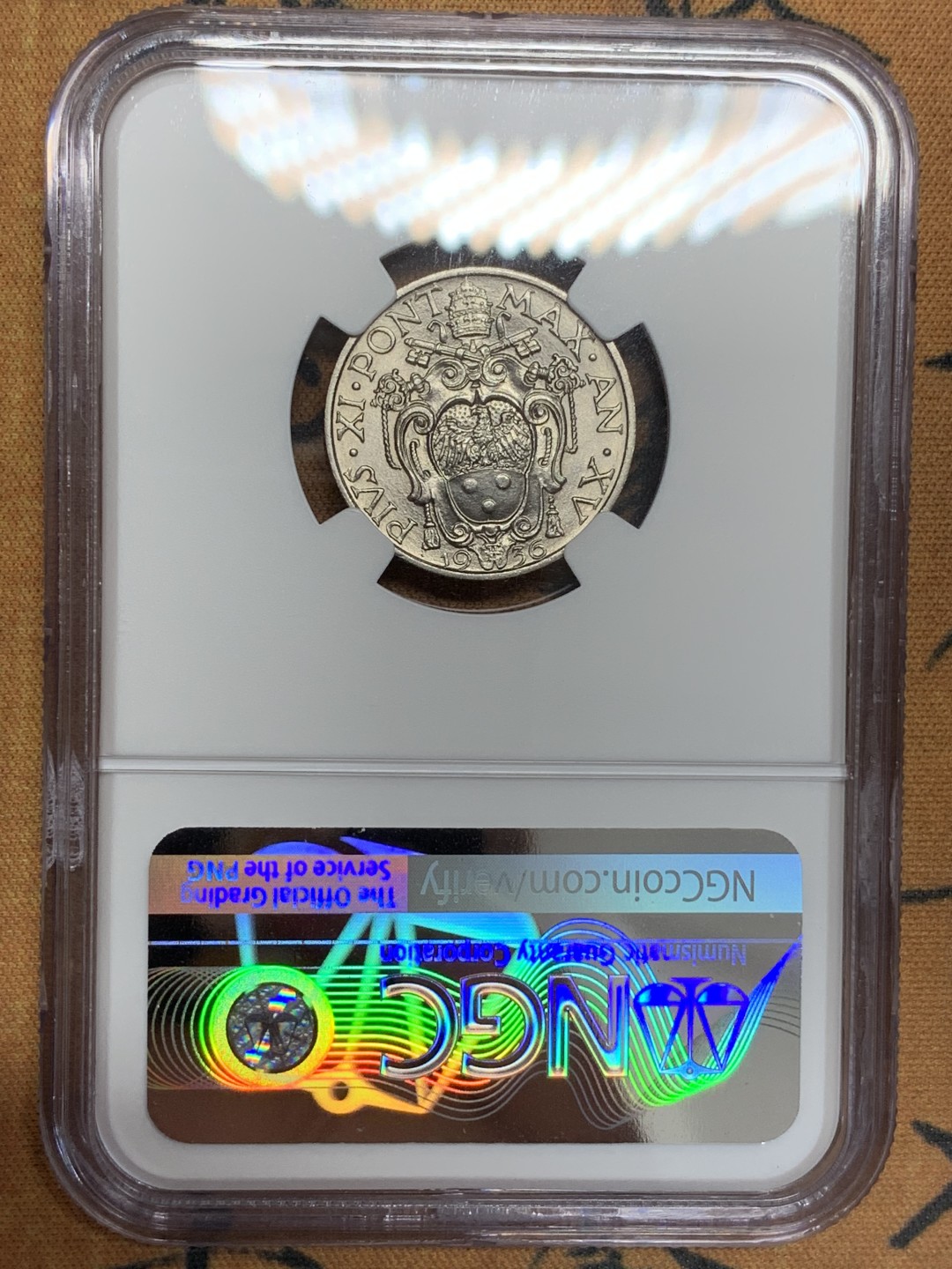 《竞宝斋》第108场-周日，周一 ，周四3场连拍（全场包邮） NGC-MS66 梵蒂冈 1936年 20分 高分可藏