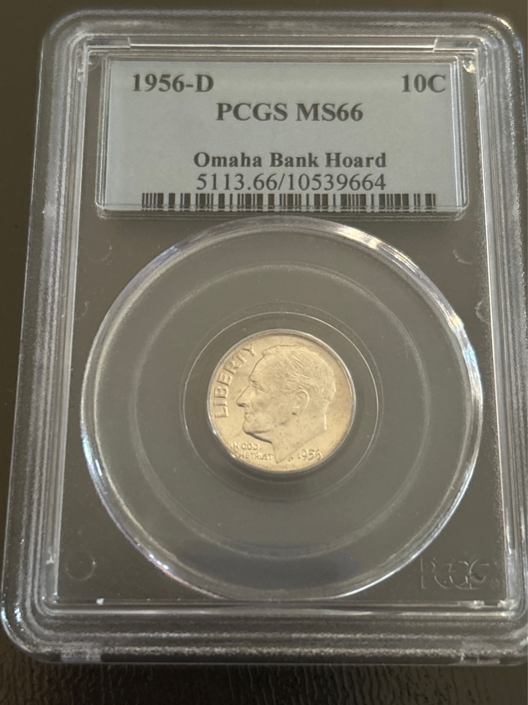 收藏联盟Quantum Auction 第203期拍卖 硬币场 1956-D 美国10分 银币 PCGS MS66