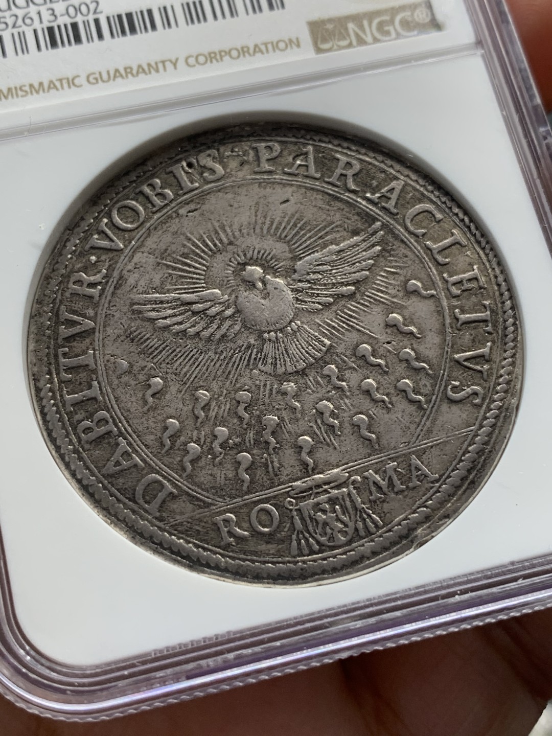 《竞宝斋》第108场-周日，周一 ，周四3场连拍（全场包邮） NGC XF 意大利 教皇国 1676年 1P 大银币 17世纪的工艺精湛 非常少见的版别