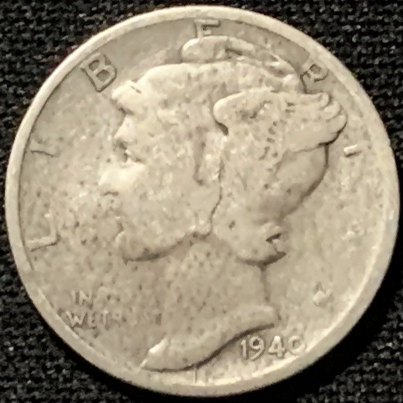 紫瑗钱币——第227期拍卖 美国 1940年 S版 墨丘比利 小飞侠 10美分 银币 2.5克 0.9银