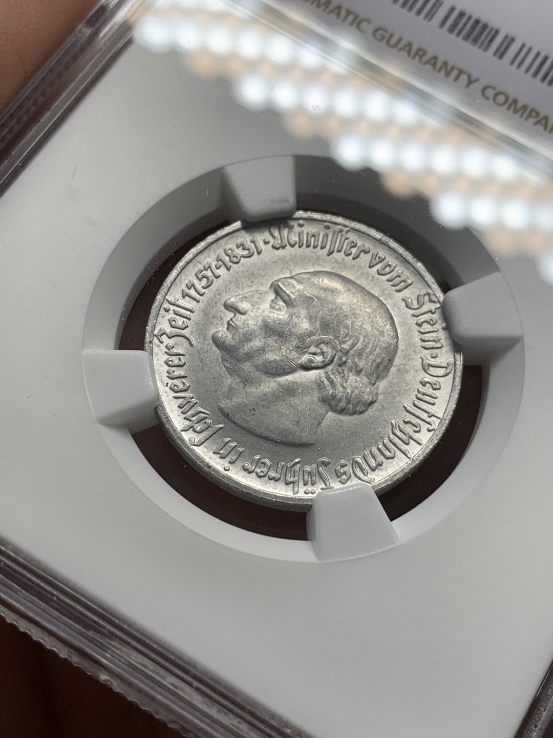 《竞宝斋》第109场-周日，周一 ，周四3场连拍（全场包邮） NGC MS64 1921年德紧马币50芬尼铝币