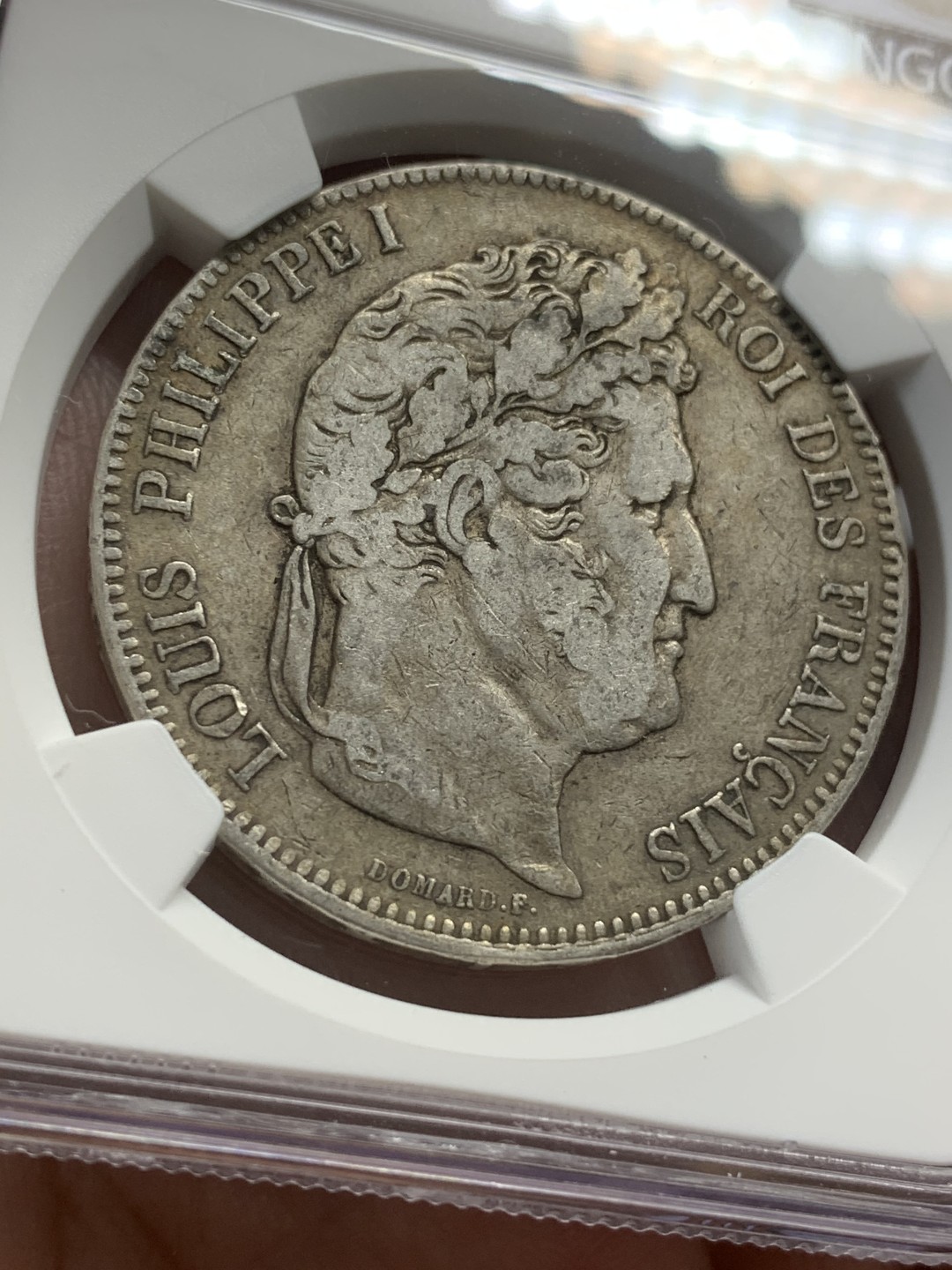 《竞宝斋》第109场-周日，周一 ，周四3场连拍（全场包邮） NGC-XF40 法国1842-W年 菲利普一世 5法郎大银币 原味老包浆