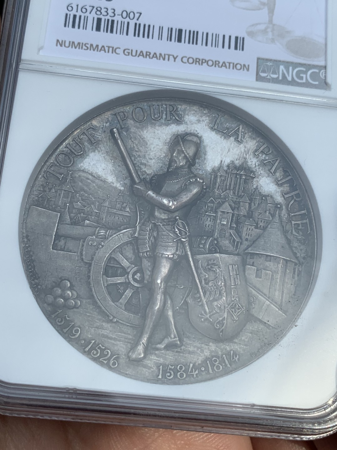 《竞宝斋》第109场-周日，周一 ，周四3场连拍（全场包邮） NGC-MS63 瑞士1887年日内瓦射击章 加厚深浮雕 PL底板 超美细节