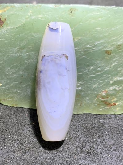 精美马达加斯加草花纹海洋玉髓桶珠一颗， - 精美马达加斯加草花纹海洋玉髓桶珠一颗，
