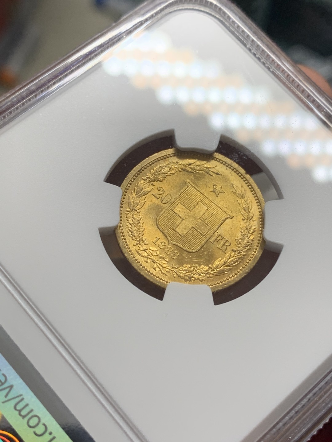 《竞宝斋》第109场-周日，周一 ，周四3场连拍（全场包邮） NGC MS63 瑞士1883年赫尔维蒂女神20法郎金币 早期品种非 雪山女神可比