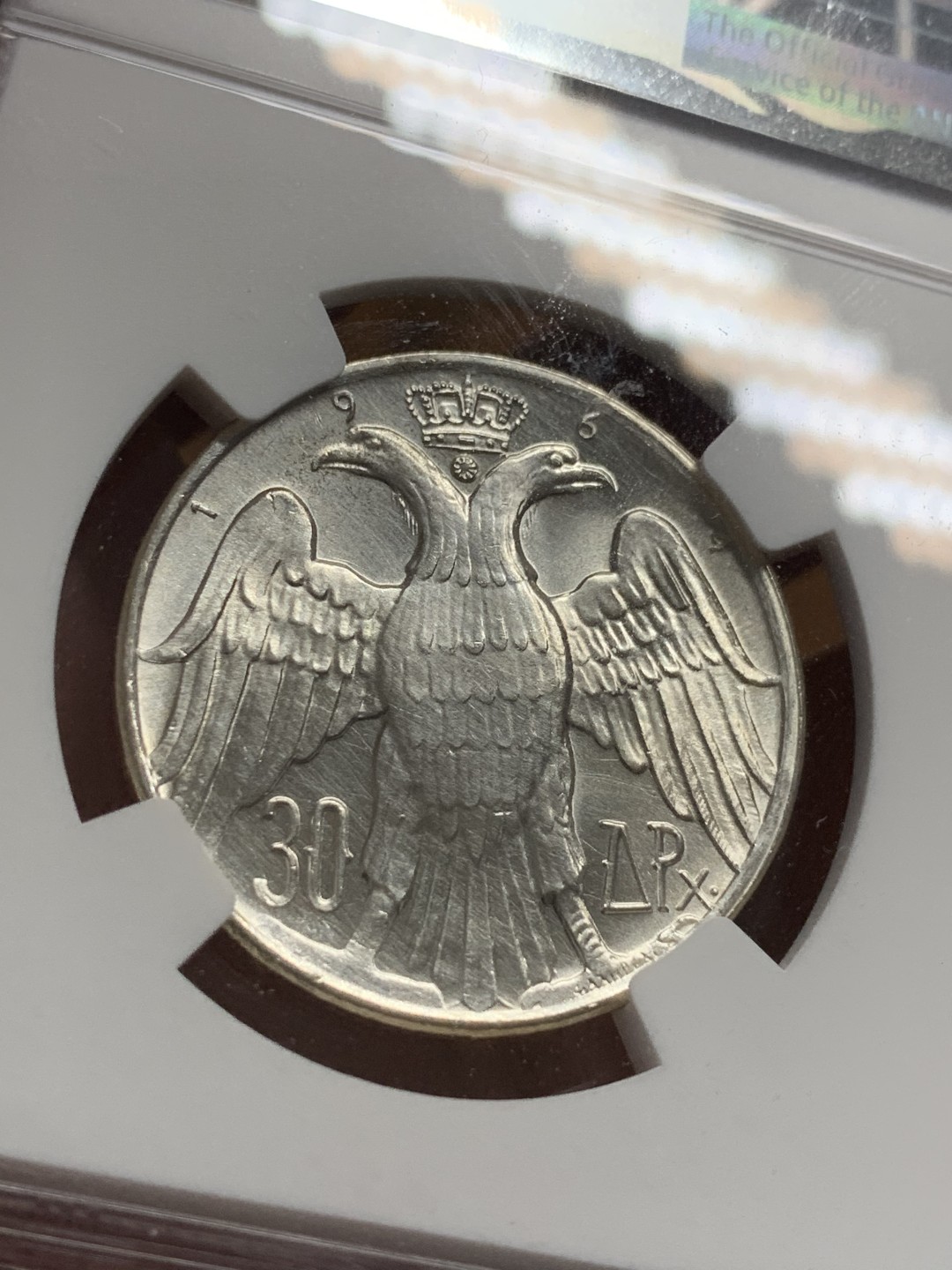 《竞宝斋》第109场-周日，周一 ，周四3场连拍（全场包邮） NGC-UNC 希腊  1964 30德拉克马 皇家婚礼  银币