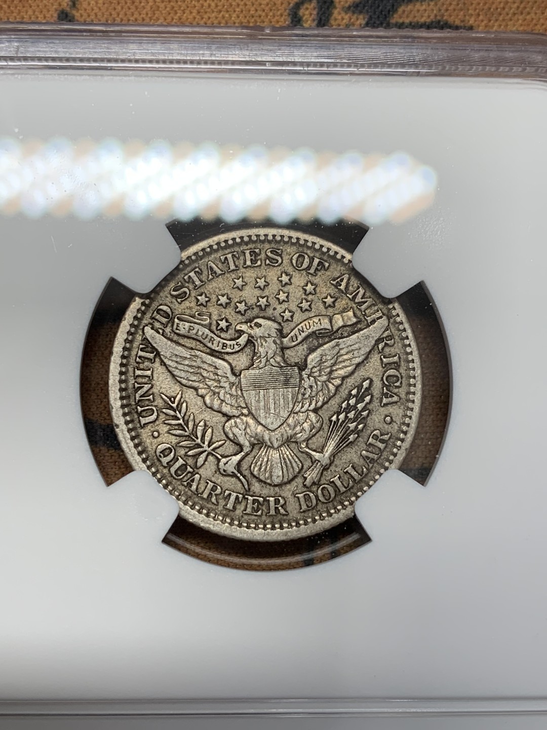 《竞宝斋》第109场-周日，周一 ，周四3场连拍（全场包邮） NGC-AU53 1903美国25美分巴伯 不错的一枚 人像面和鹰面细节好 快评给分保守