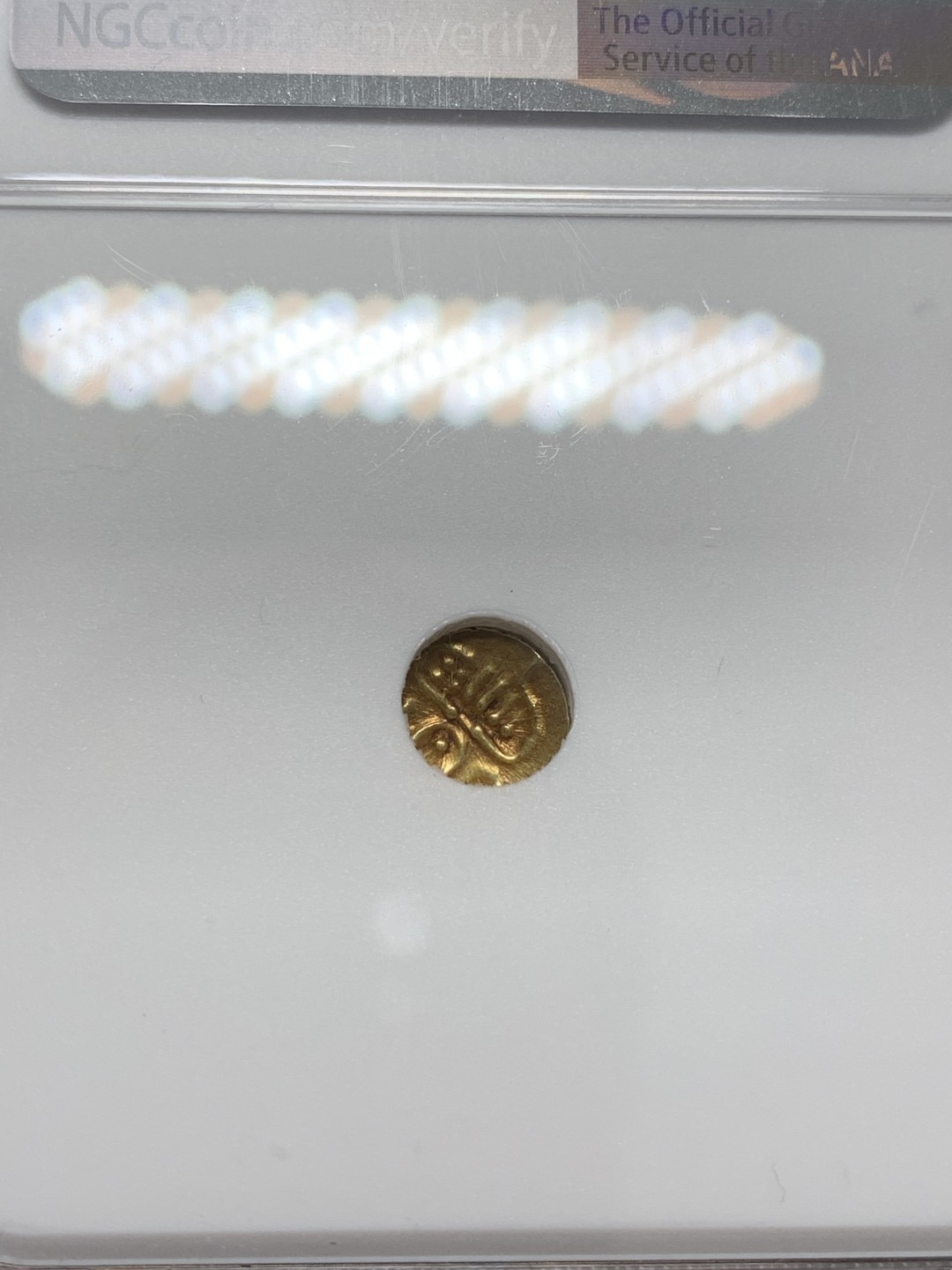 《竞宝斋》第109场-周日，周一 ，周四3场连拍（全场包邮） NGC-AU58 印度克钦邦1795年 FANAM法兰金币 早期金币 小金豆 非常可爱