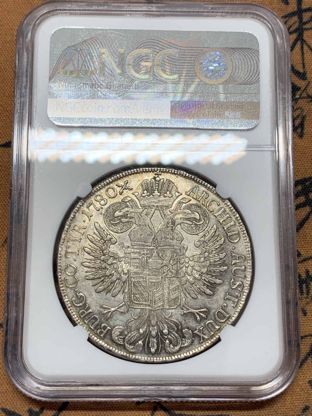 《竞宝斋》第109场-周日，周一 ，周四3场连拍（全场包邮） 唯一冠军分 NGC AU53 1780年奥地利特蕾莎大奶妈老泰勒银币 早期1792-1805年版本