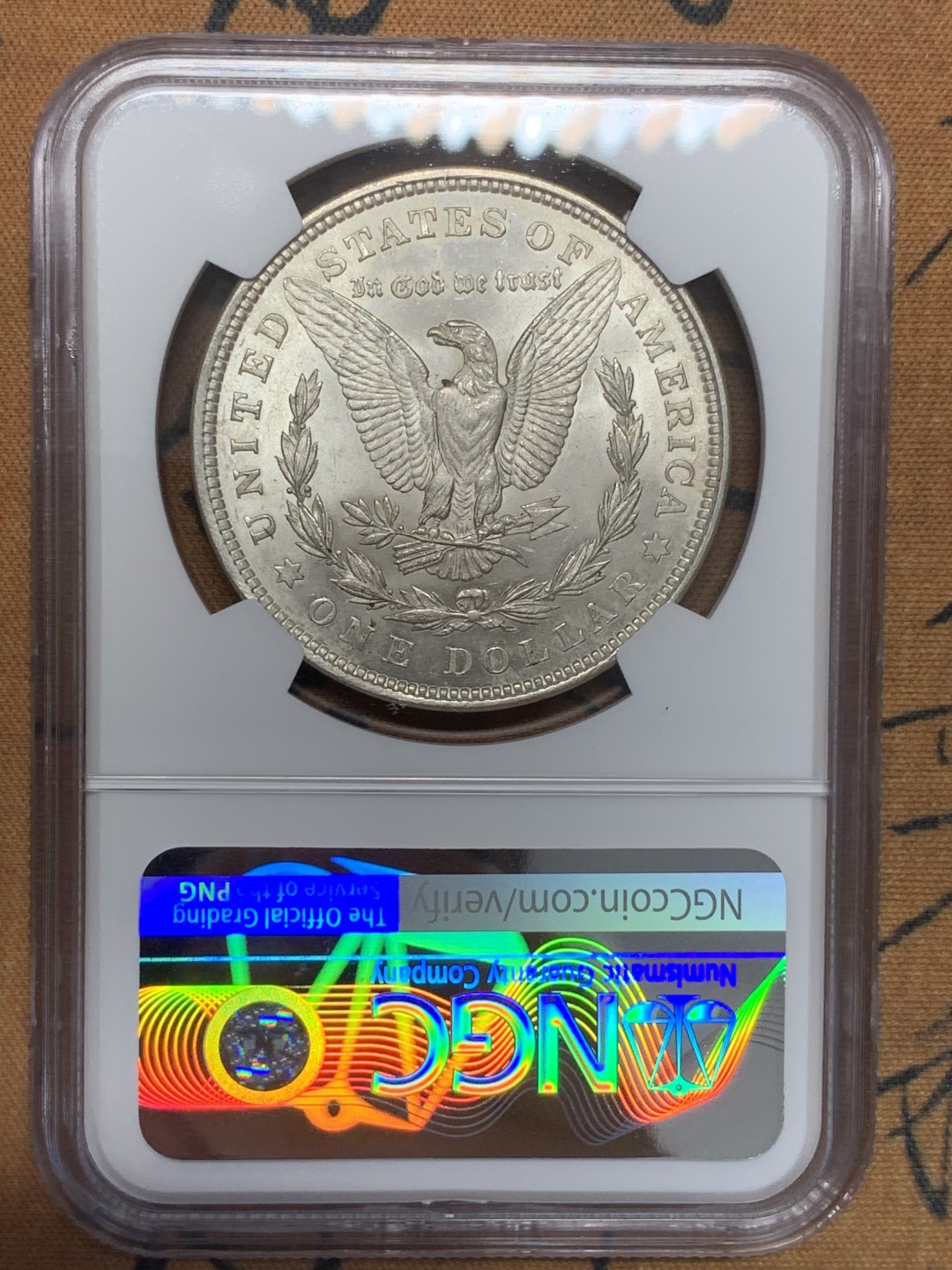 《竞宝斋》第109场-周日，周一 ，周四3场连拍（全场包邮） NGC-MS63 美国1921年 摩根一元银币 原光好品