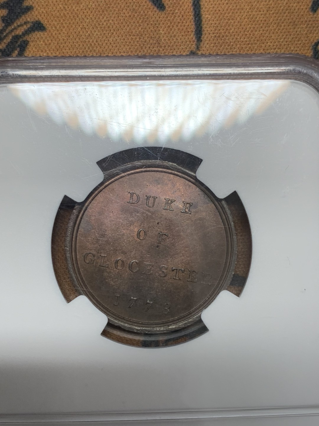 《竞宝斋》第109场-周日，周一 ，周四3场连拍（全场包邮） NGC MS65RB 英国 1773年 历史人物 纪念铜章之格罗斯特大公