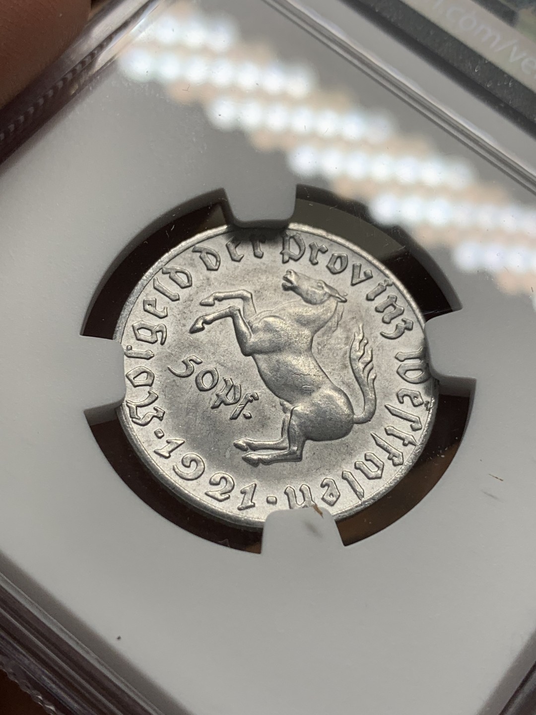 《竞宝斋》第109场-周日，周一 ，周四3场连拍（全场包邮） NGC MS64 1921年德紧马币50芬尼铝币