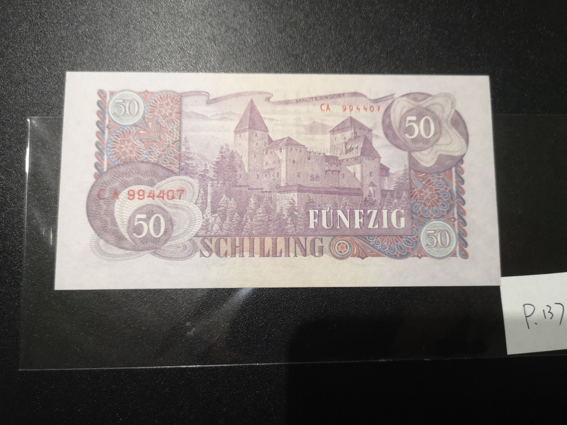 《外钞收藏家》第二百一十一期（欧洲四国精品专场） 奥地利1962年50 先令	P-137 全新UNC