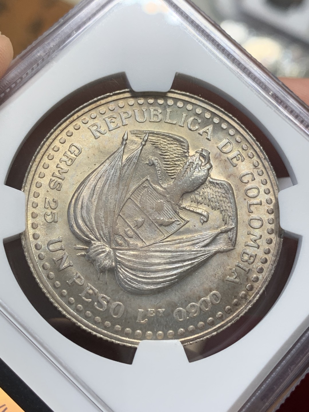 《竞宝斋》第109场-周日，周一 ，周四3场连拍（全场包邮） NGC-MS65 哥伦比亚1956年 波帕扬造币厂纪念 1比索大银币 稀少品种 顶级好品