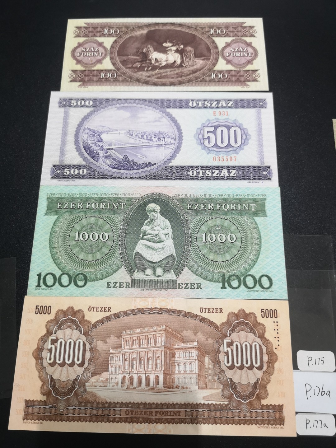 《外钞收藏家》第二百一十一期（欧洲四国精品专场） 匈牙利1990-1992年100-5000福林 新国徽第一套，全套4枚 全新UNC