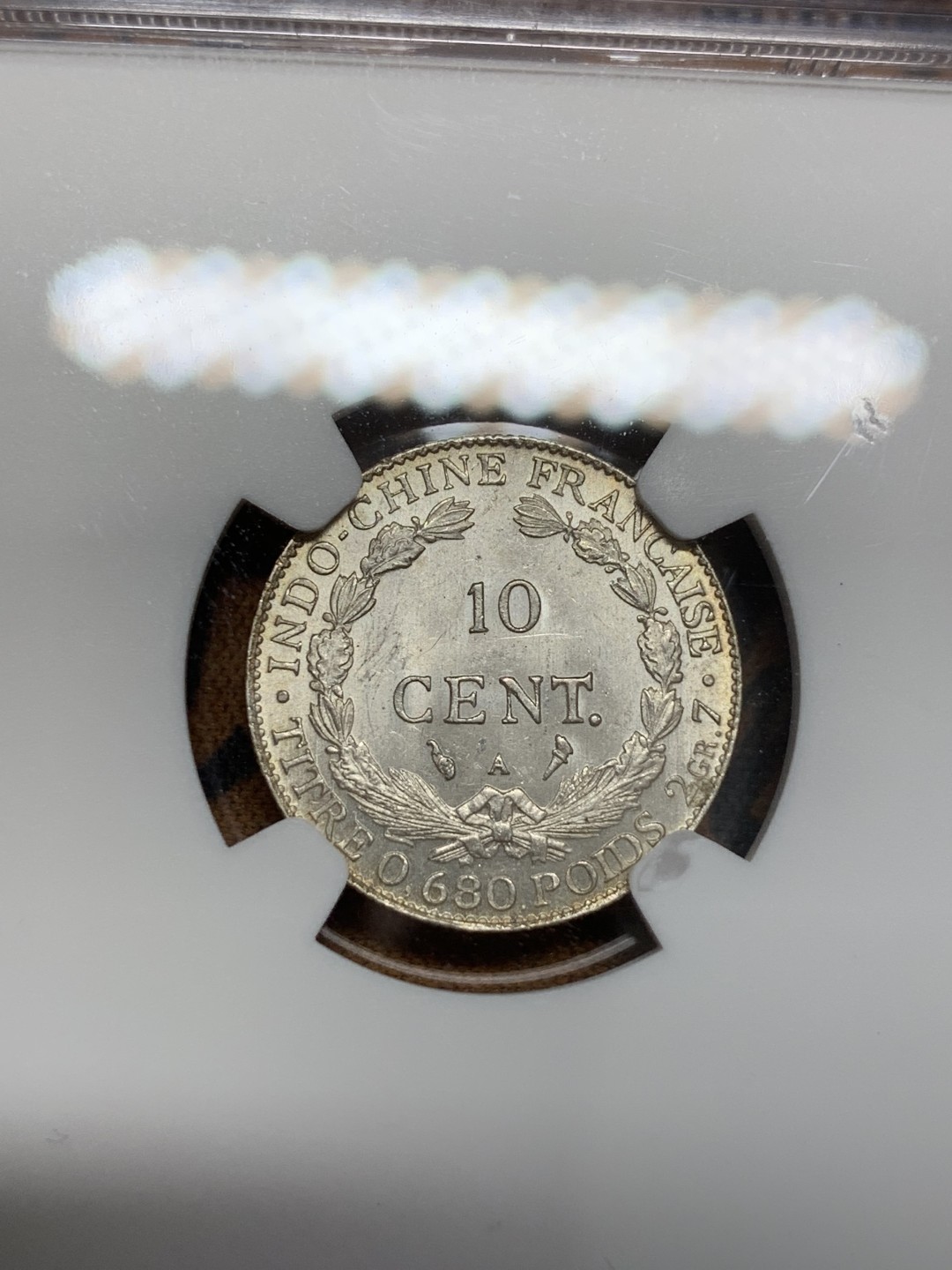 《竞宝斋》第109场-周日，周一 ，周四3场连拍（全场包邮） NGC MS62  法属印度支那1922年10分银币  相对少见年份