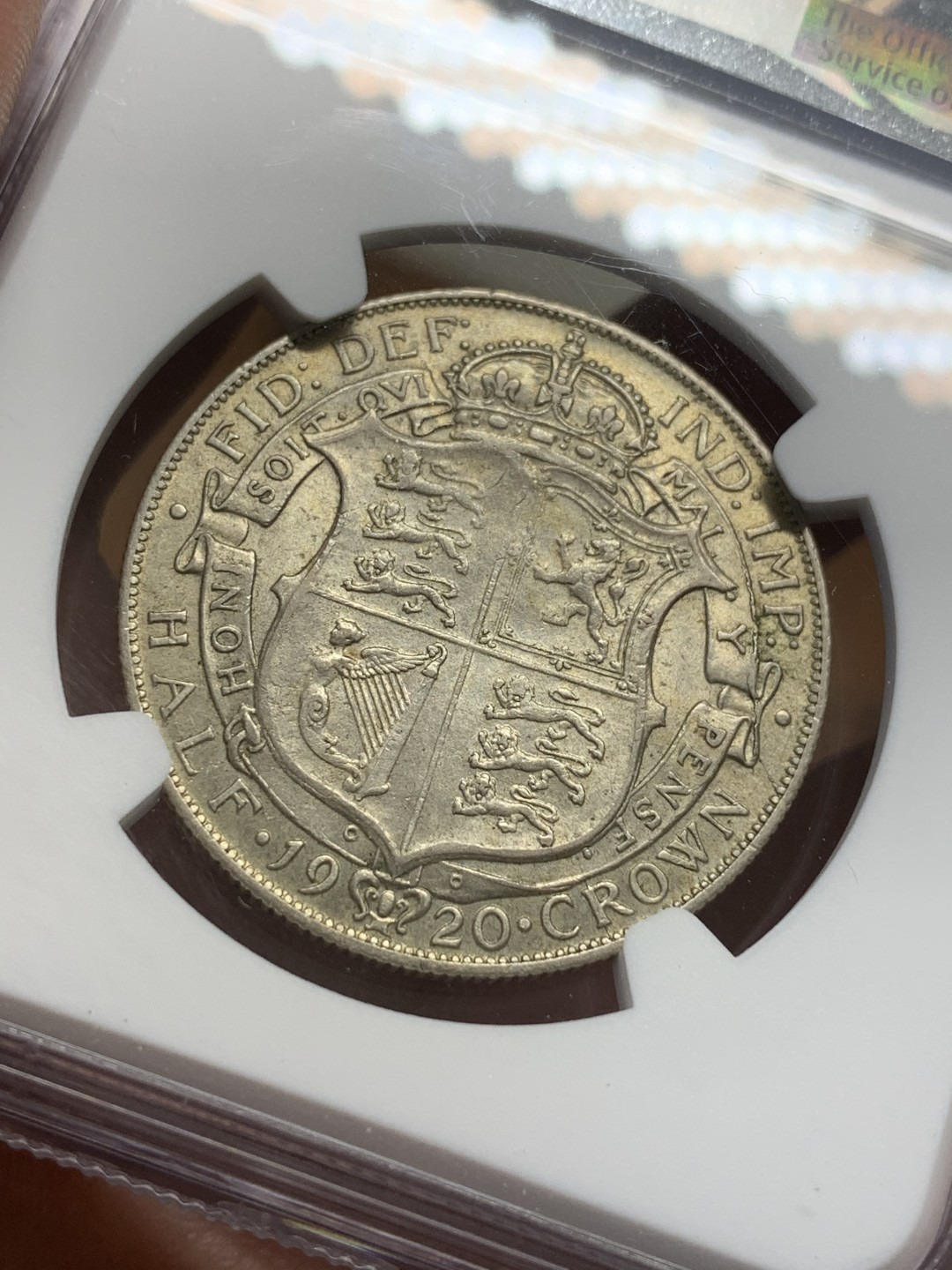 《竞宝斋》第109场-周日，周一 ，周四3场连拍（全场包邮） NGC-AU58 英国 1920乔治五世半克朗 半银的首年份 黄油包浆性价比高