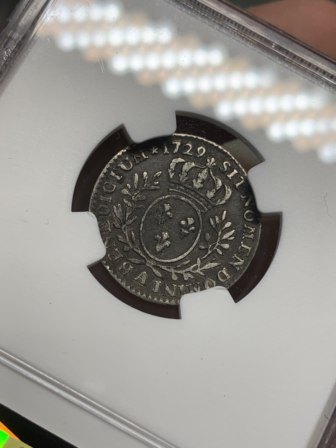 《竞宝斋》第109场-周日，周一 ，周四3场连拍（全场包邮） NGC-VF 1729年法国路易十五12s原味少见品银币