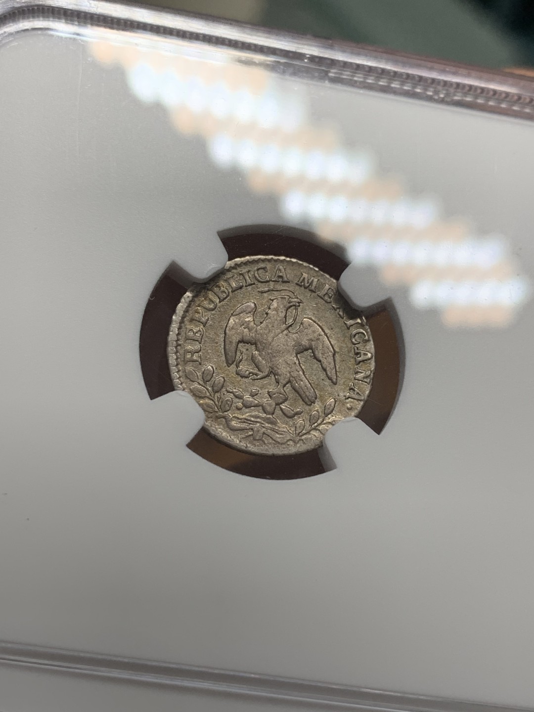 《竞宝斋》第109场-周日，周一 ，周四3场连拍（全场包邮） NGC-XF 墨西哥1857年 1/2R小鹰洋银币 中期年份 能上XF已经是品好的了