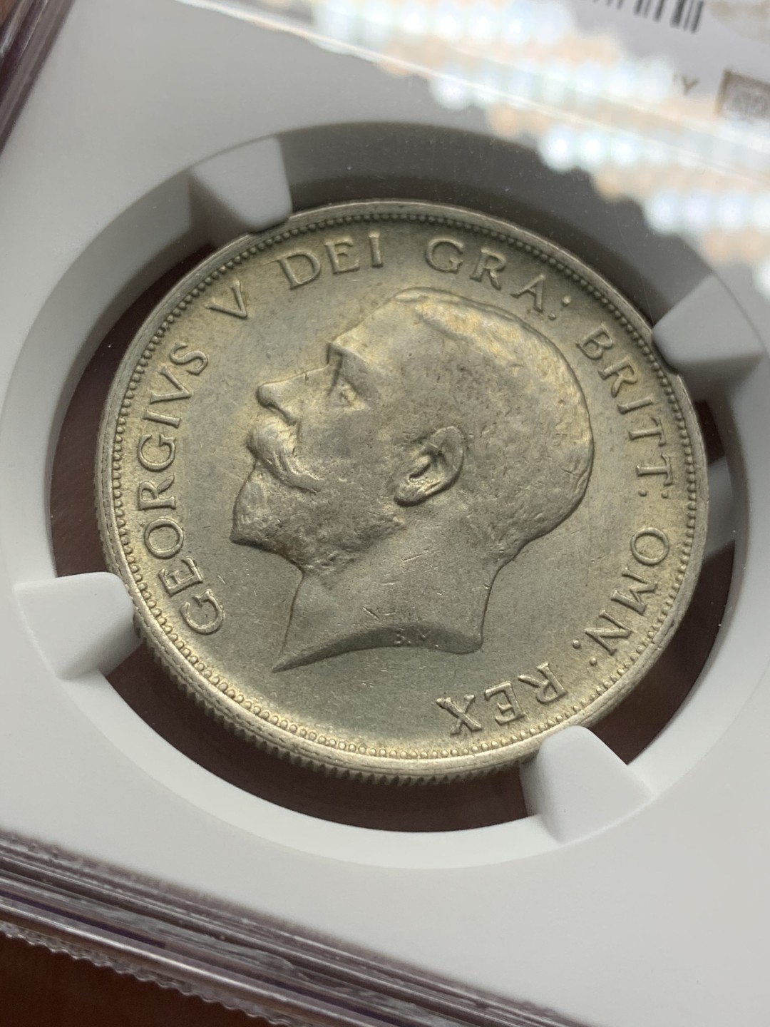 《竞宝斋》第109场-周日，周一 ，周四3场连拍（全场包邮） NGC-AU58 英国 1920乔治五世半克朗 半银的首年份 黄油包浆性价比高