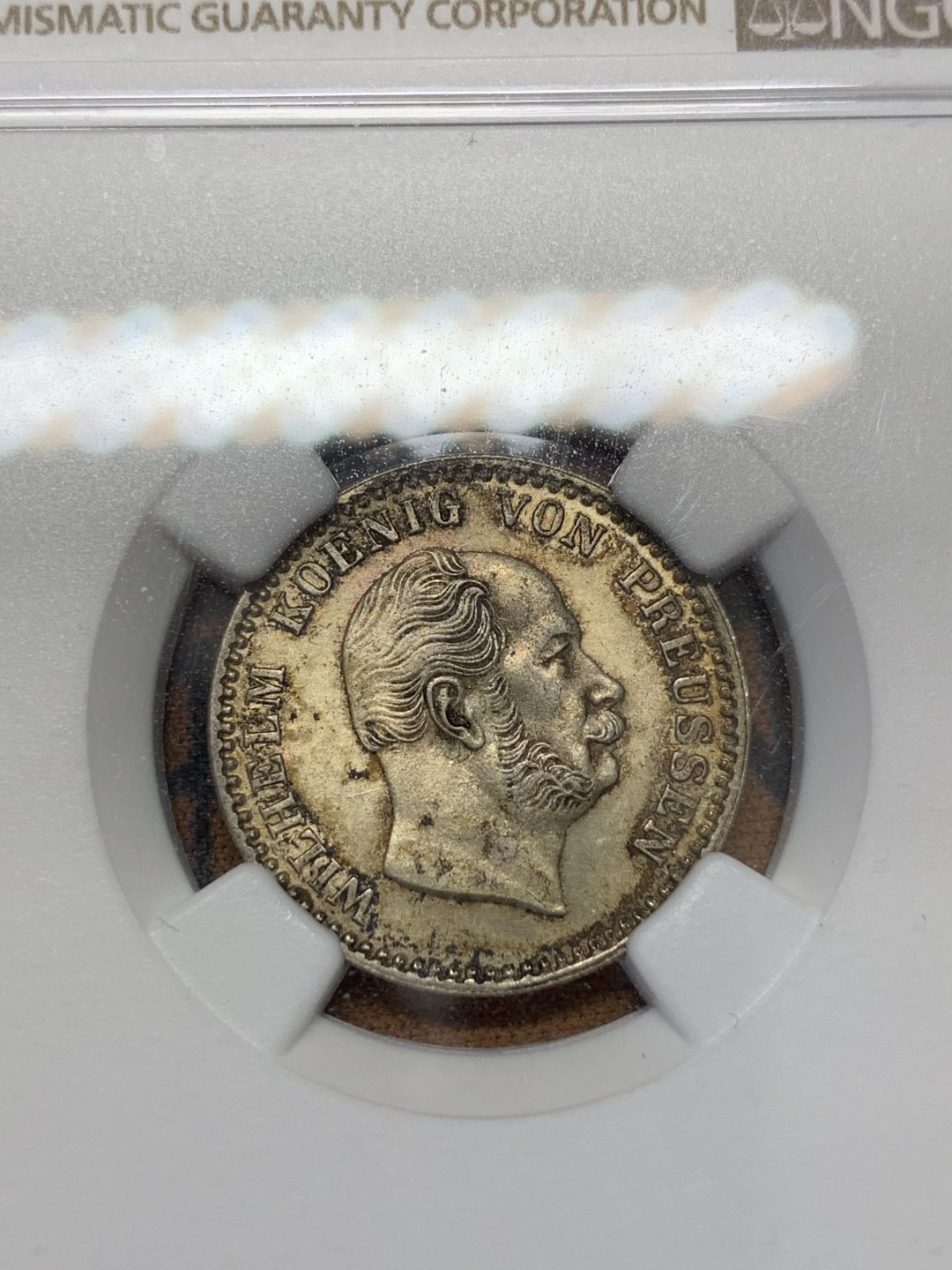 《竞宝斋》第109场-周日，周一 ，周四3场连拍（全场包邮） NGC-MS62 普鲁士1872年2.5格罗申 流通充分的辅币 状态非常好双面丝绸金包浆