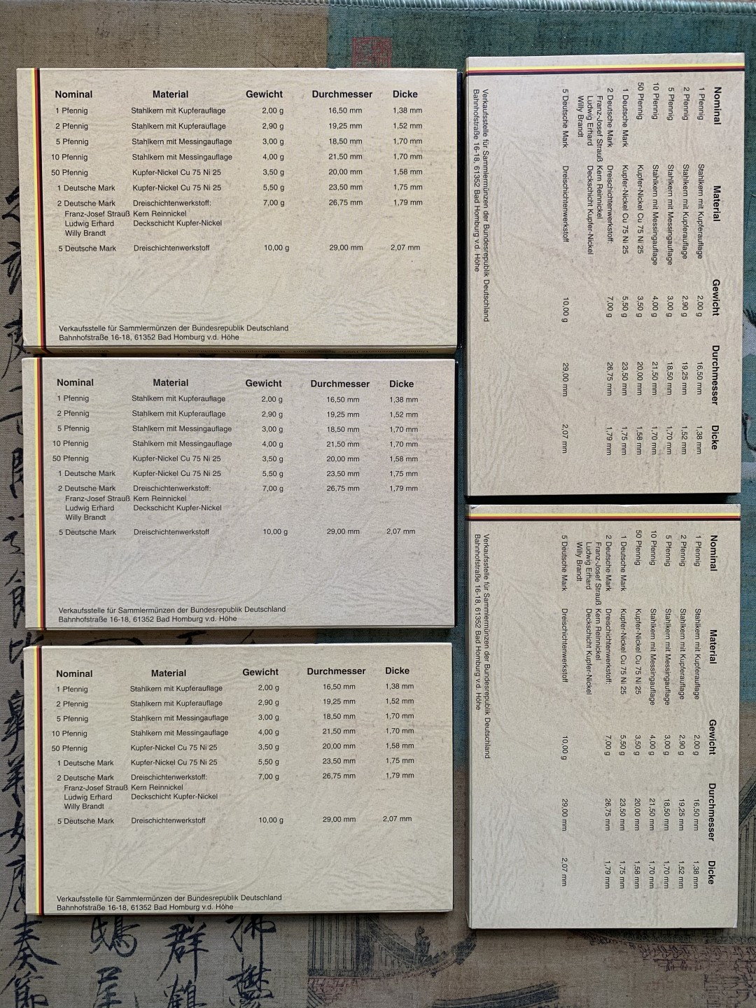《竞宝斋》第109场-周日，周一 ，周四3场连拍（全场包邮） 德国1999年精制套币5厂齐全（A/D/F/G/J版）