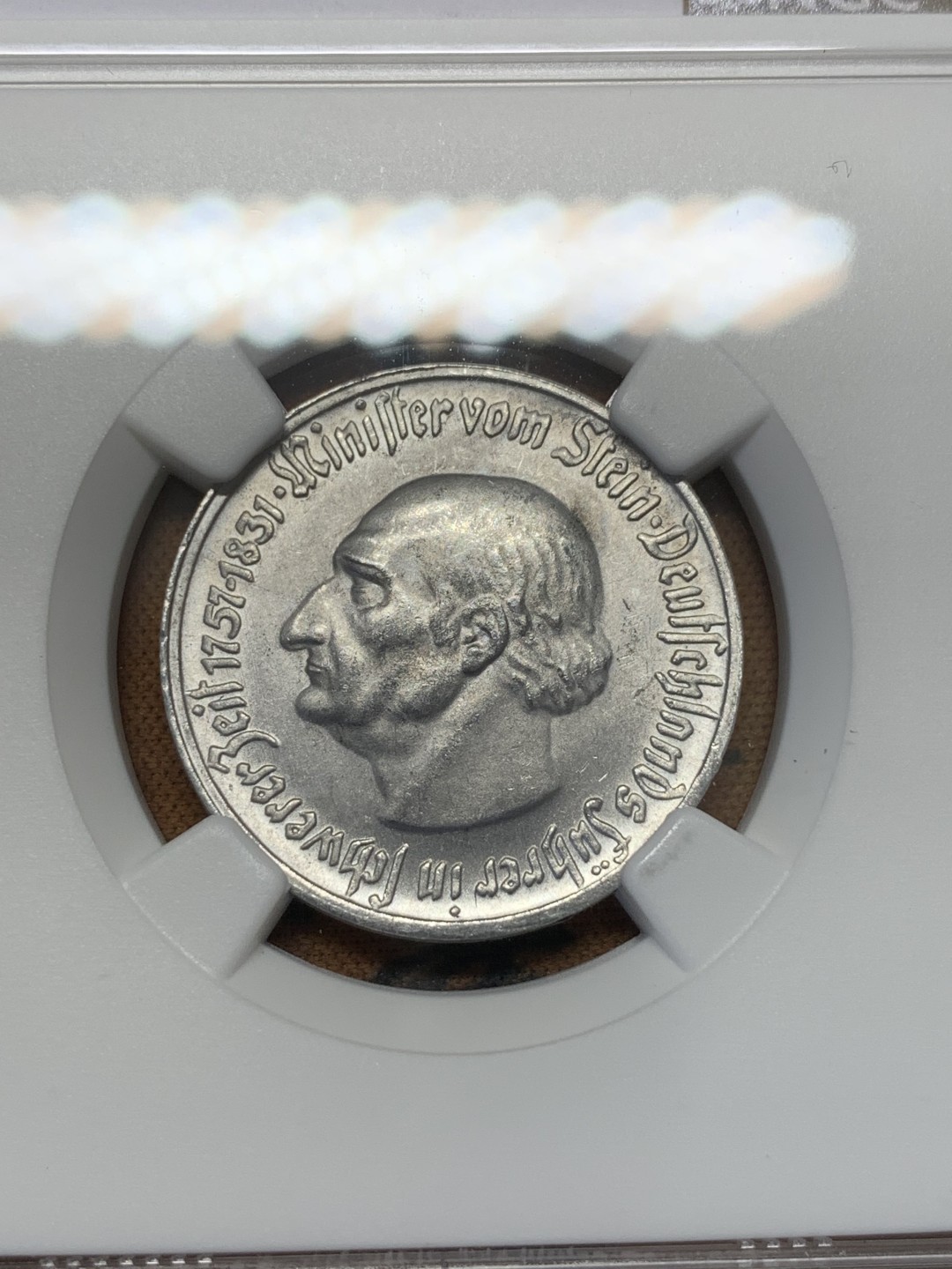 《竞宝斋》第109场-周日，周一 ，周四3场连拍（全场包邮） NGC MS63 1923年德紧马币25万马克铝币