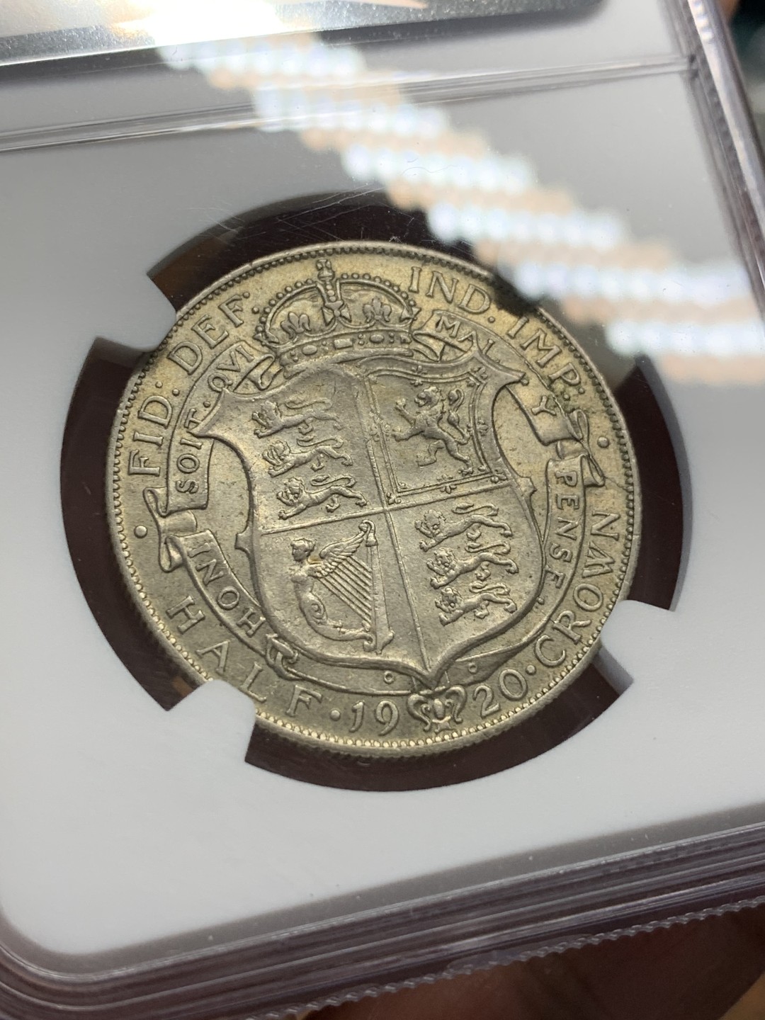 《竞宝斋》第109场-周日，周一 ，周四3场连拍（全场包邮） NGC-AU58 英国 1920乔治五世半克朗 半银的首年份 黄油包浆性价比高