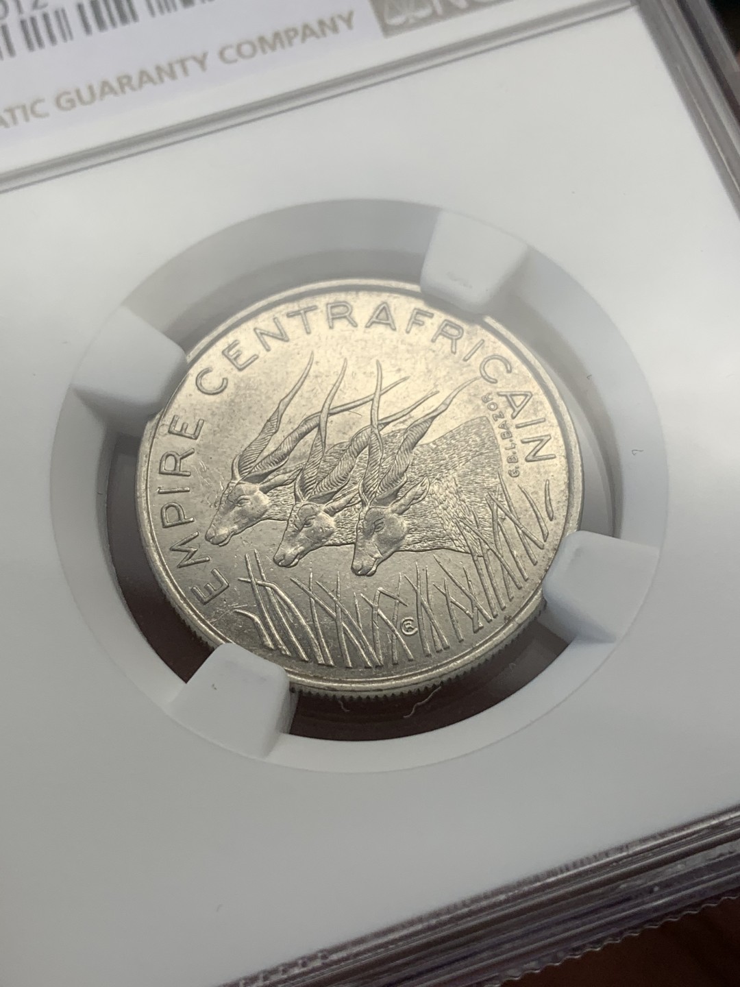 《竞宝斋》第109场-周日，周一 ，周四3场连拍（全场包邮） NGC MS63  中非帝国1978年100FR  少见流通帝国法郎 亚军分 更高分仅一枚