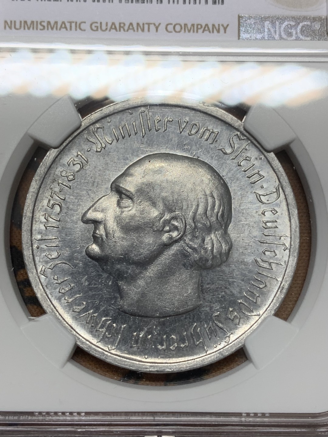 《竞宝斋》第109场-周日，周一 ，周四3场连拍（全场包邮） NGC MS63 1923年德紧马币5千万马克铝币