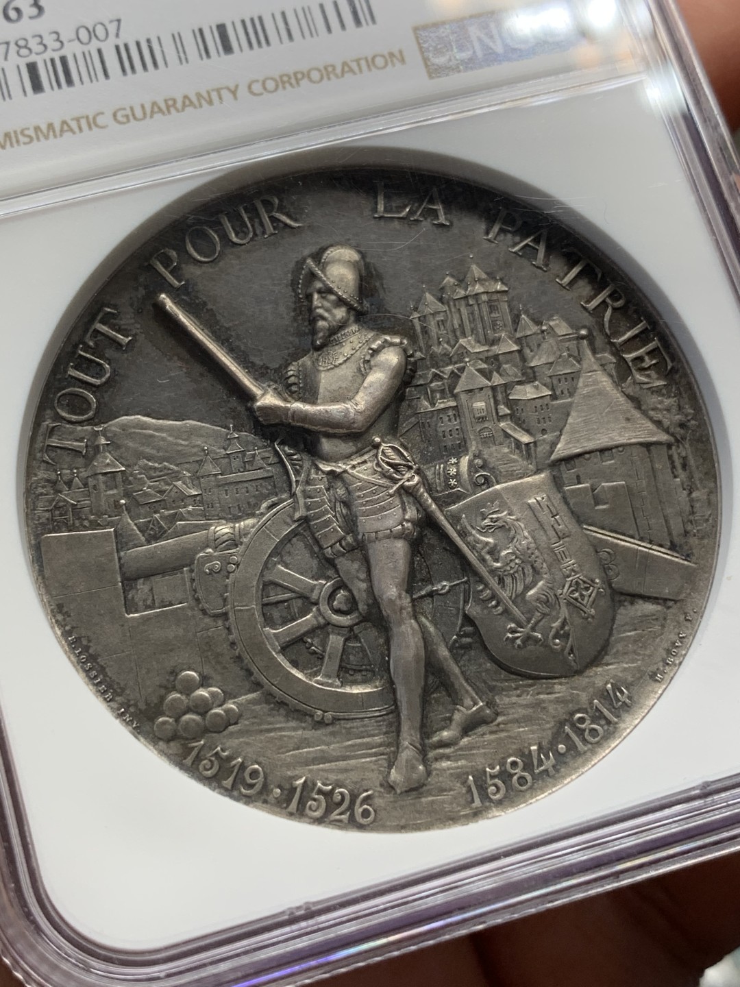 《竞宝斋》第109场-周日，周一 ，周四3场连拍（全场包邮） NGC-MS63 瑞士1887年日内瓦射击章 加厚深浮雕 PL底板 超美细节