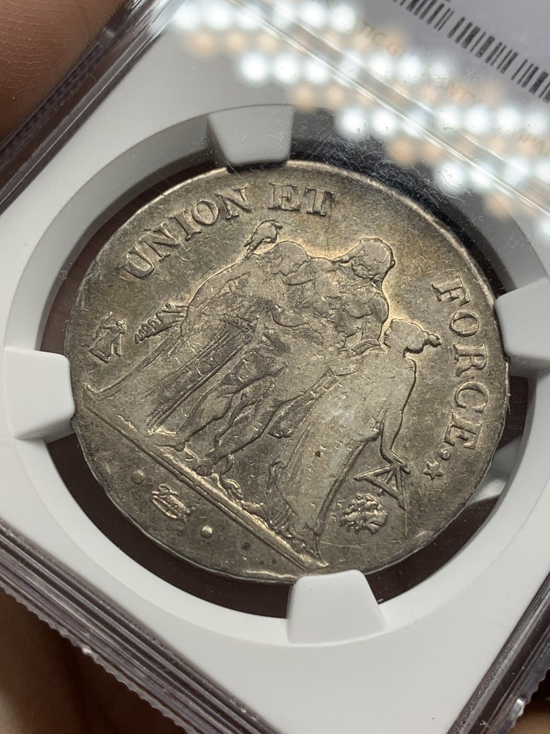 《竞宝斋》第109场-周日，周一 ，周四3场连拍（全场包邮） NGC-VF20 LAN9 法国 第一共和 大力神 5法郎 银币 原味带彩 少见年份