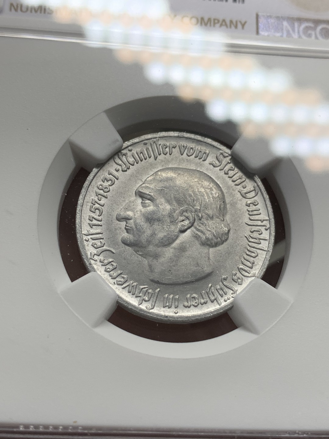 《竞宝斋》第109场-周日，周一 ，周四3场连拍（全场包邮） NGC MS64 1921年德紧马币50芬尼铝币