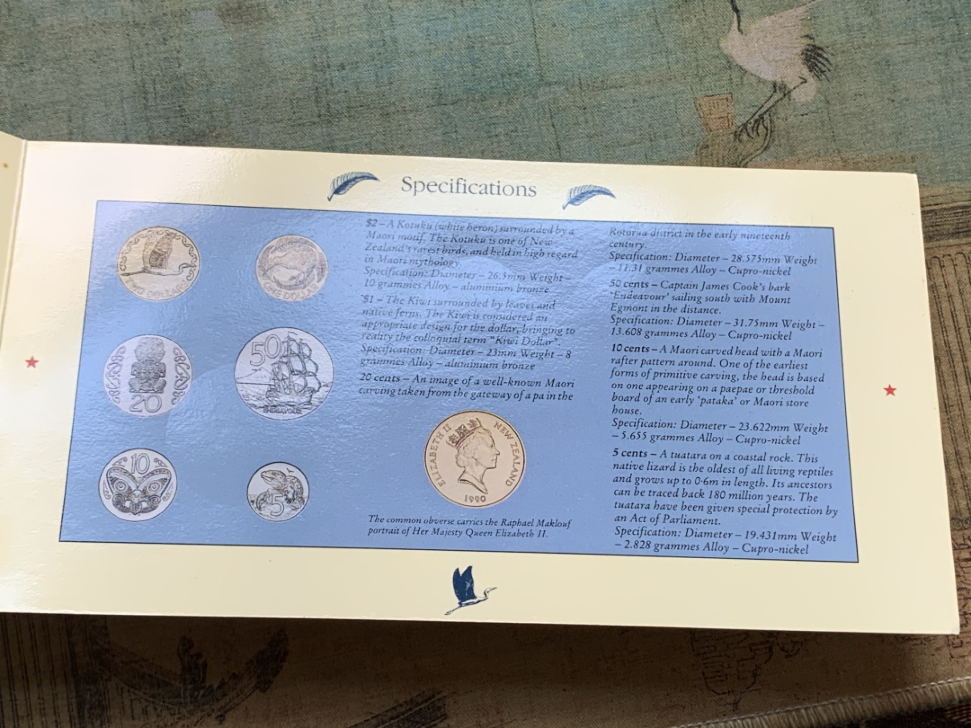 《竞宝斋》第109场-周日，周一 ，周四3场连拍（全场包邮） 1990年 新西兰官方套币（一套6枚带封套）