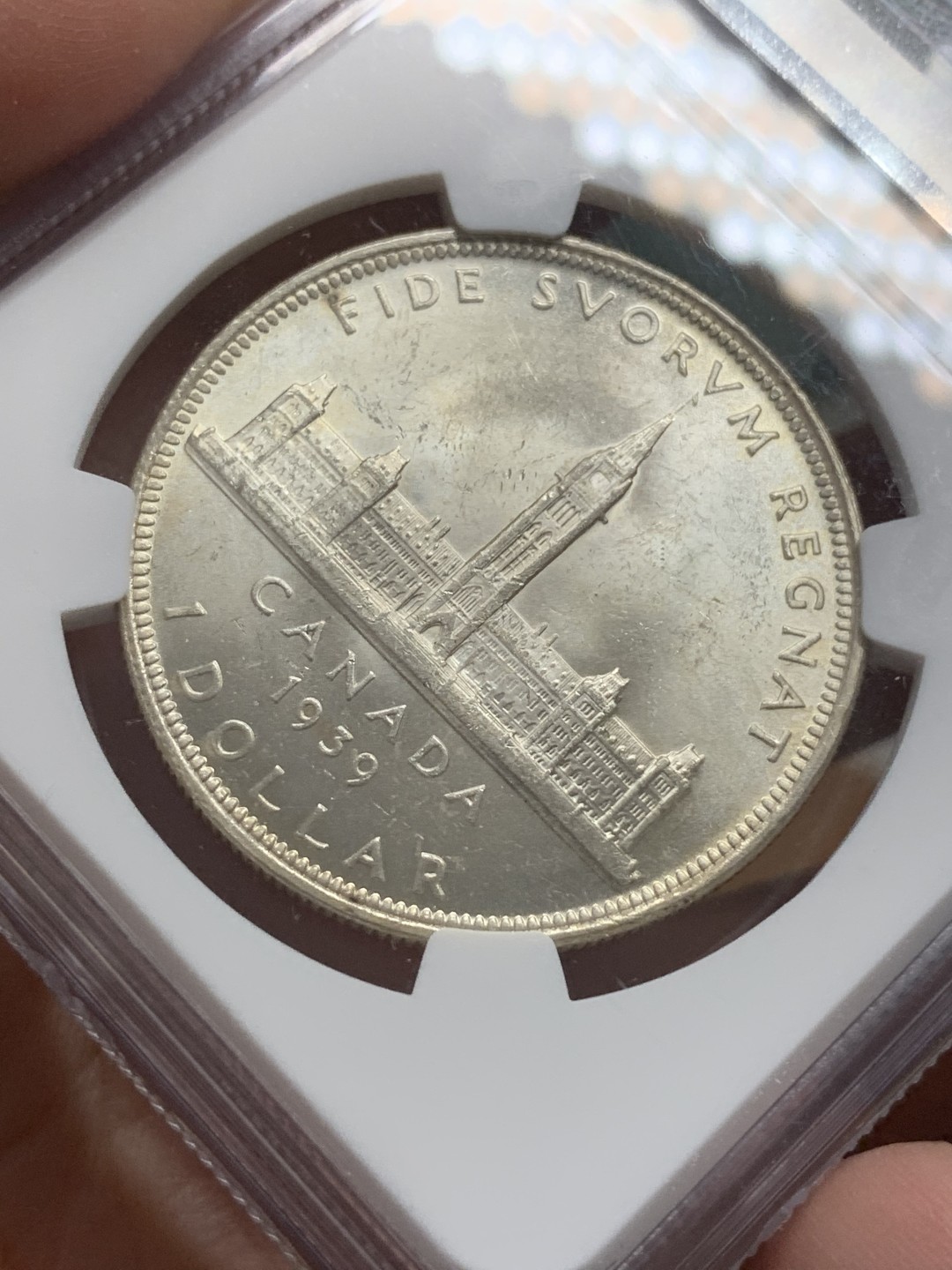 《竞宝斋》第109场-周日，周一 ，周四3场连拍（全场包邮） NGC-MS63 加拿大 1939年乔治六世议会1加元 银币