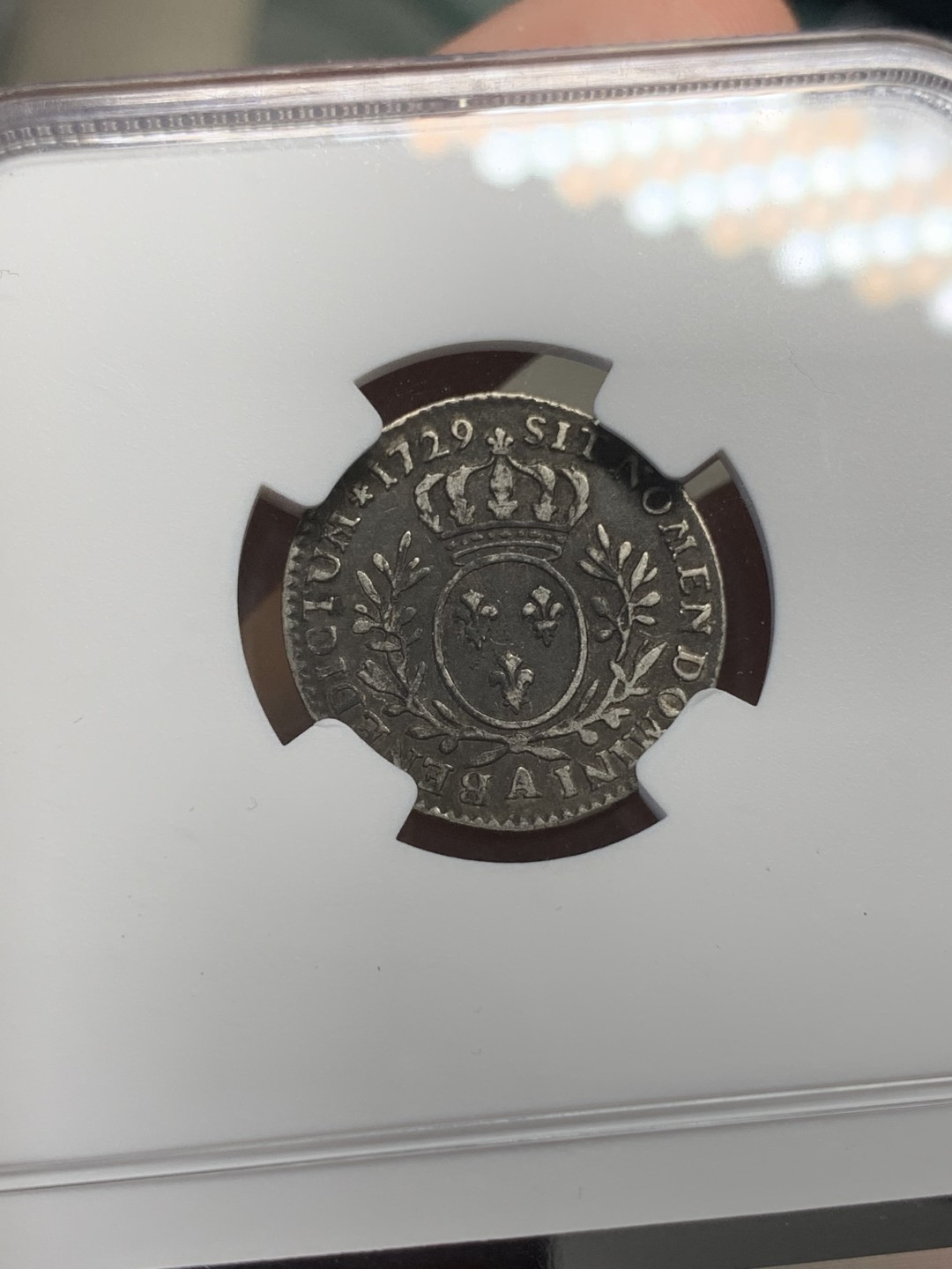 《竞宝斋》第109场-周日，周一 ，周四3场连拍（全场包邮） NGC-VF 1729年法国路易十五12s原味少见品银币