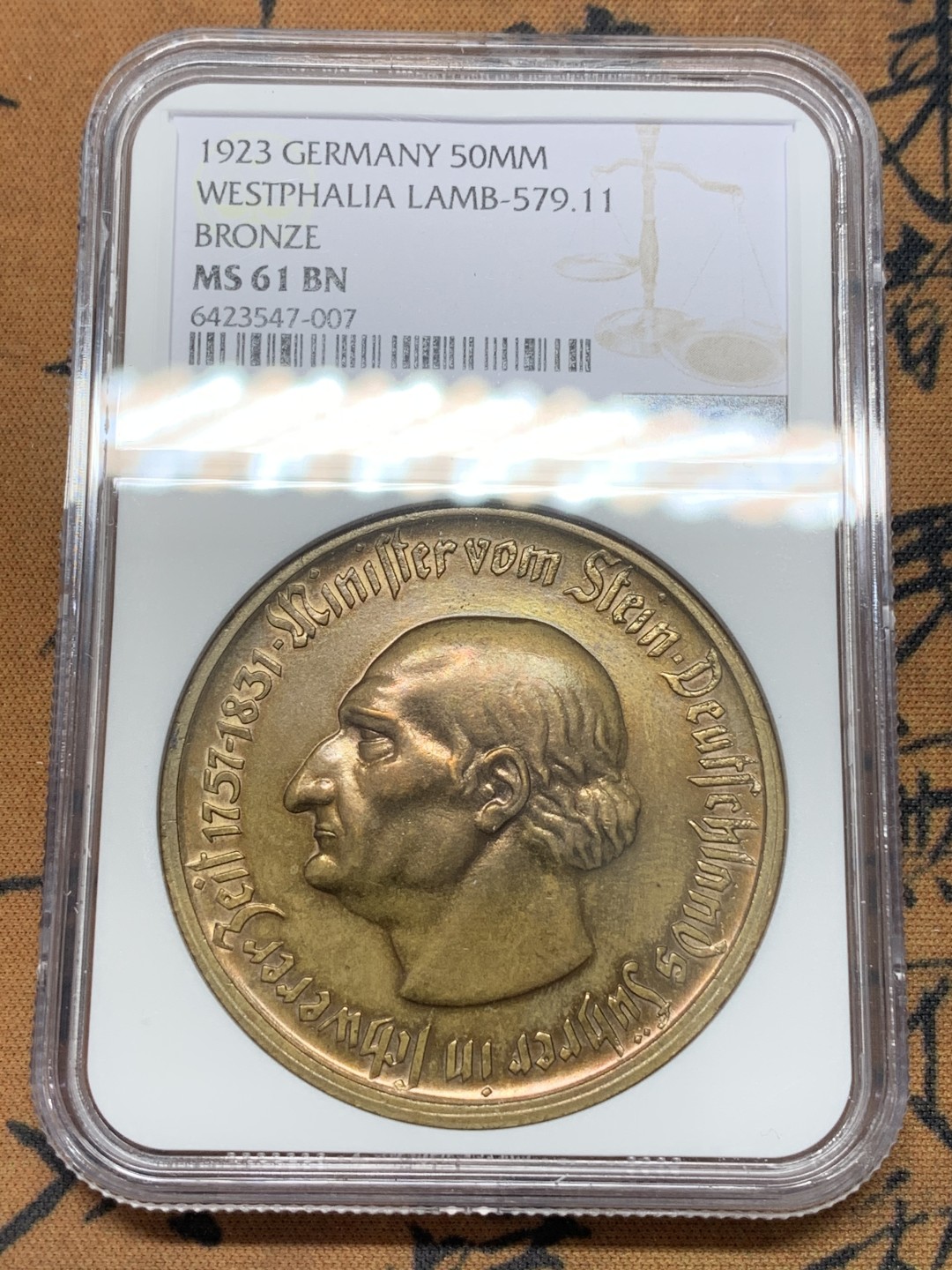 《竞宝斋》第109场-周日，周一 ，周四3场连拍（全场包邮） NGC MS61BN 1923年德紧马币5千万马克铜币