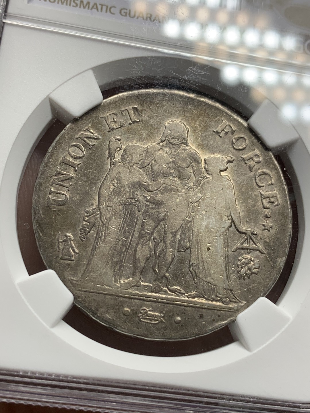 《竞宝斋》第109场-周日，周一 ，周四3场连拍（全场包邮） NGC-VF20 LAN9 法国 第一共和 大力神 5法郎 银币 原味带彩 少见年份