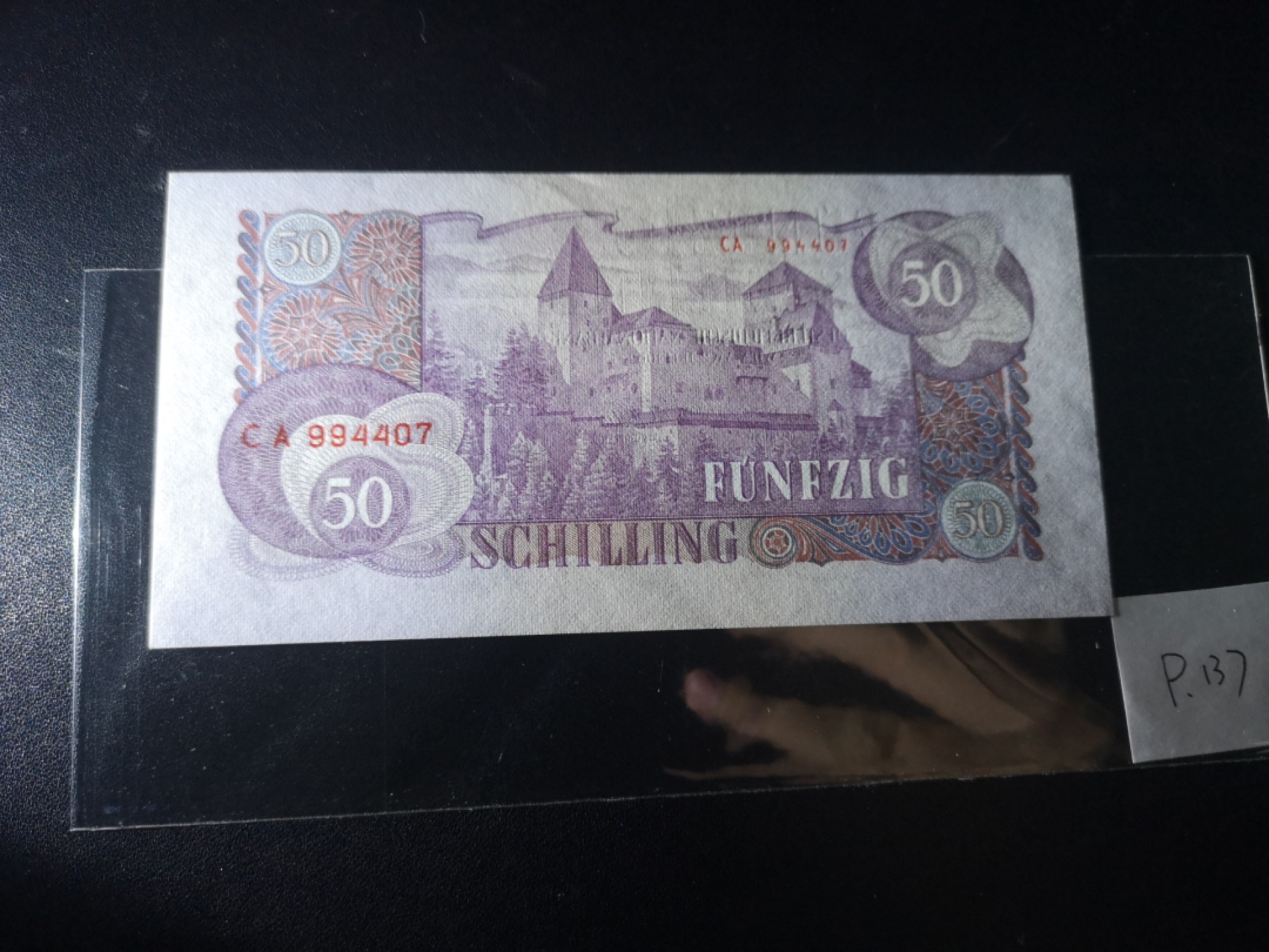 《外钞收藏家》第二百一十一期（欧洲四国精品专场） 奥地利1962年50 先令	P-137 全新UNC