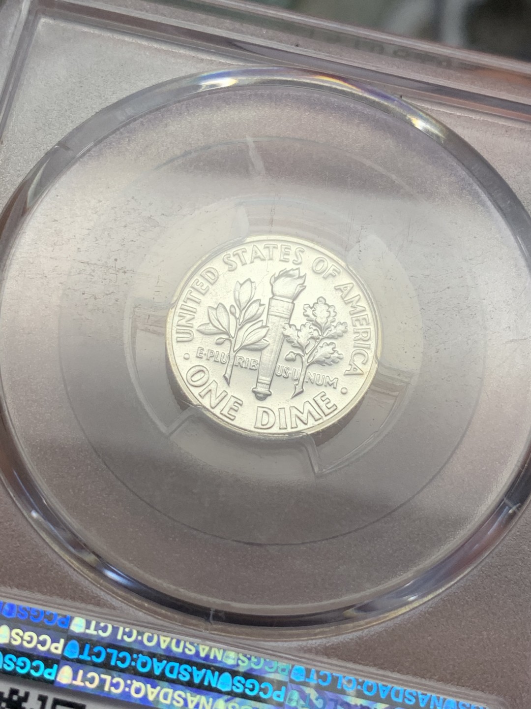 《竞宝斋》第109场-周日，周一 ，周四3场连拍（全场包邮） PCGS-PR67 美国1958年10分少见精制10美分银币。品相十分精美