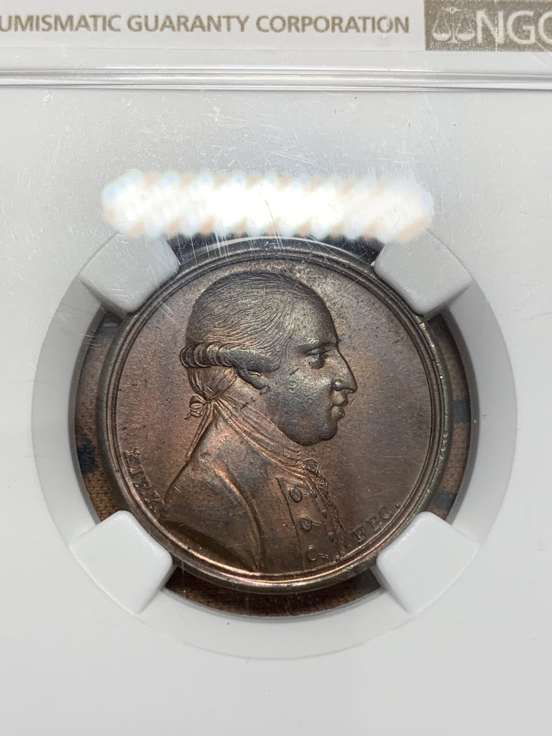 《竞宝斋》第109场-周日，周一 ，周四3场连拍（全场包邮） NGC MS65RB 英国 1773年 历史人物 纪念铜章之格罗斯特大公