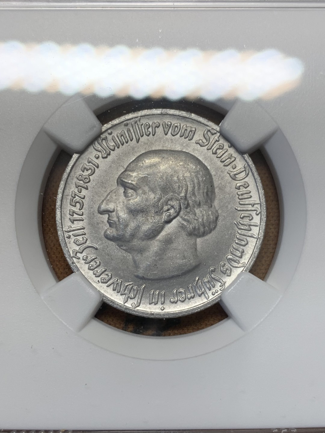 《竞宝斋》第109场-周日，周一 ，周四3场连拍（全场包邮） NGC MS64 1921年德紧马币50芬尼铝币