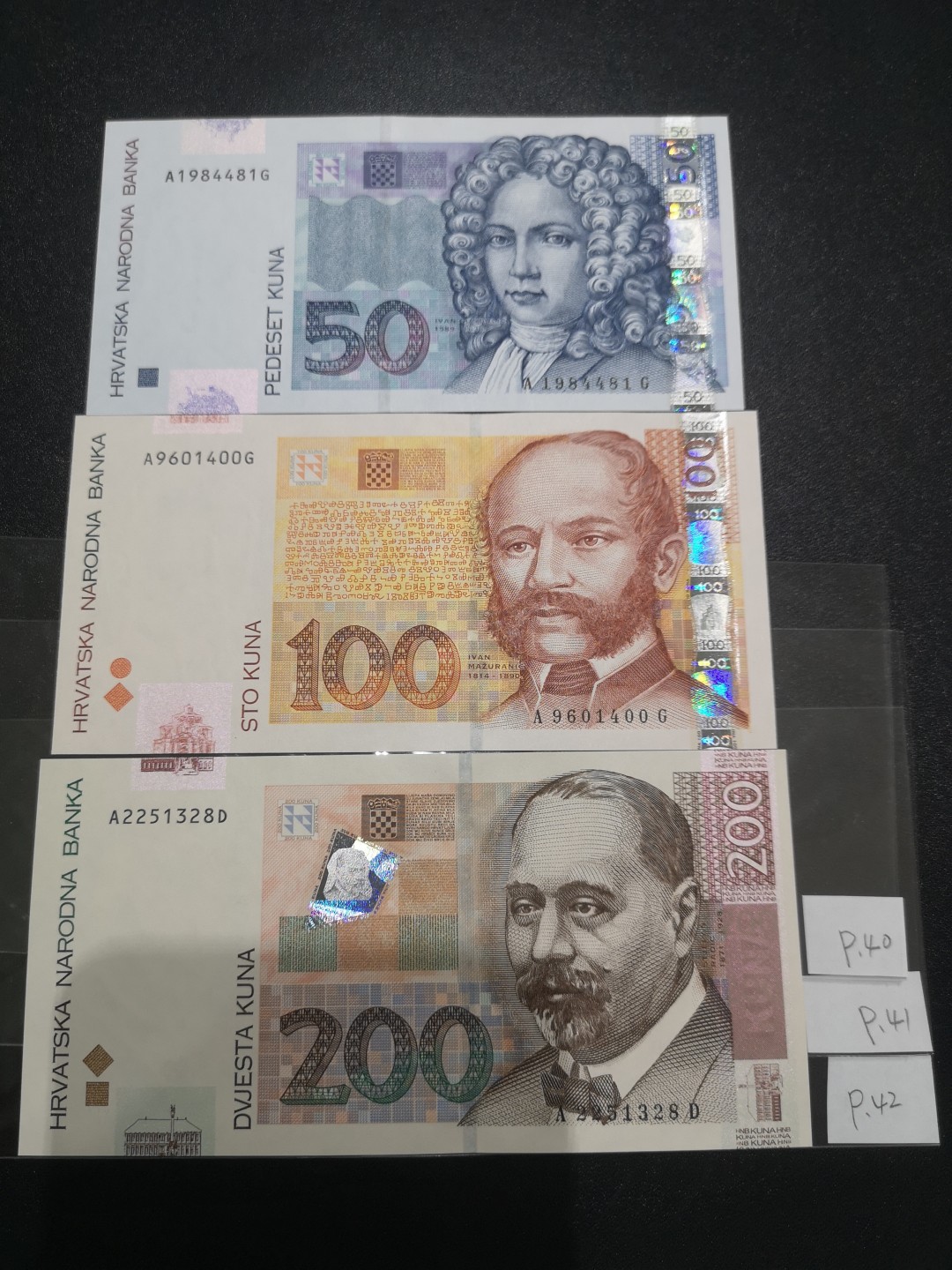 《外钞收藏家》第二百一十一期（欧洲四国精品专场） 克罗地亚2002年50-200库纳 2002年全套库纳 全新UNC